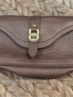 Cole Haan Textured Bronze Leather Clutch with Turn-Lock Closure